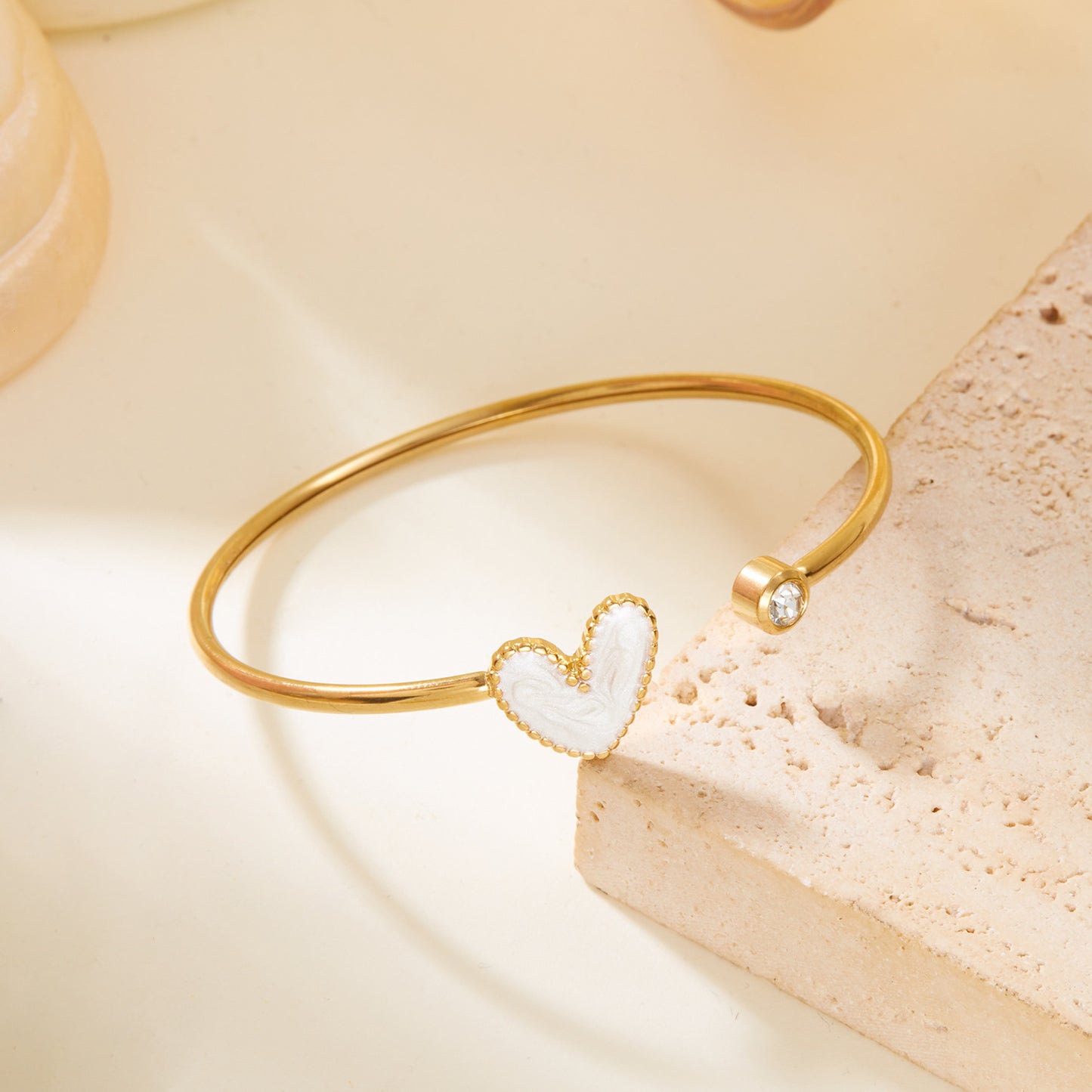 Heart Shape Bracelet With Stone