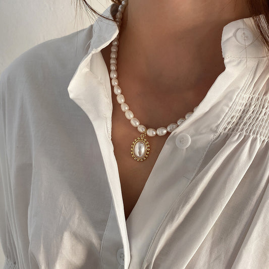 Delicate Bead Pearl Pendant Necklace