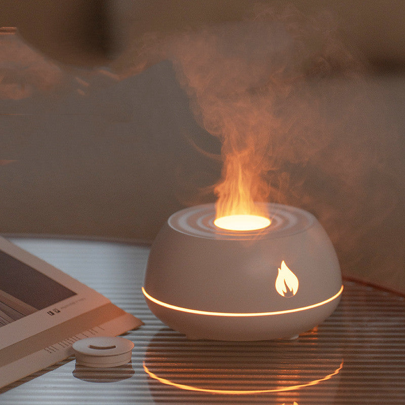 Flame Humidifier & Aromatherapy Diffuser with 7-Color LED Light, 130ML USB