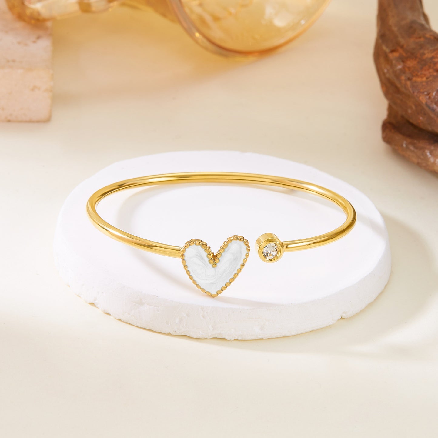 Heart Shape Bracelet With Stone