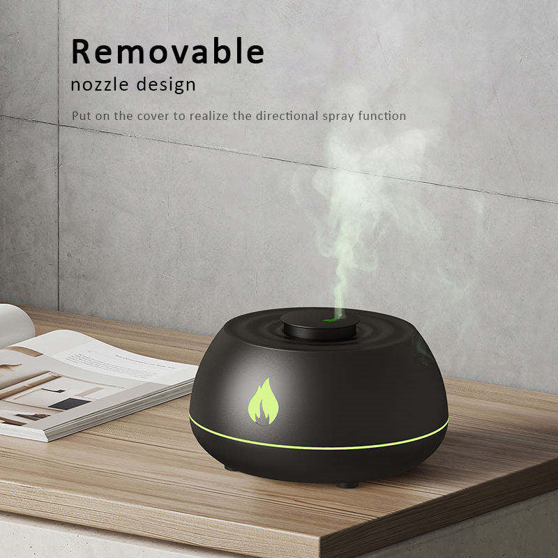 Flame Humidifier & Aromatherapy Diffuser with 7-Color LED Light, 130ML USB