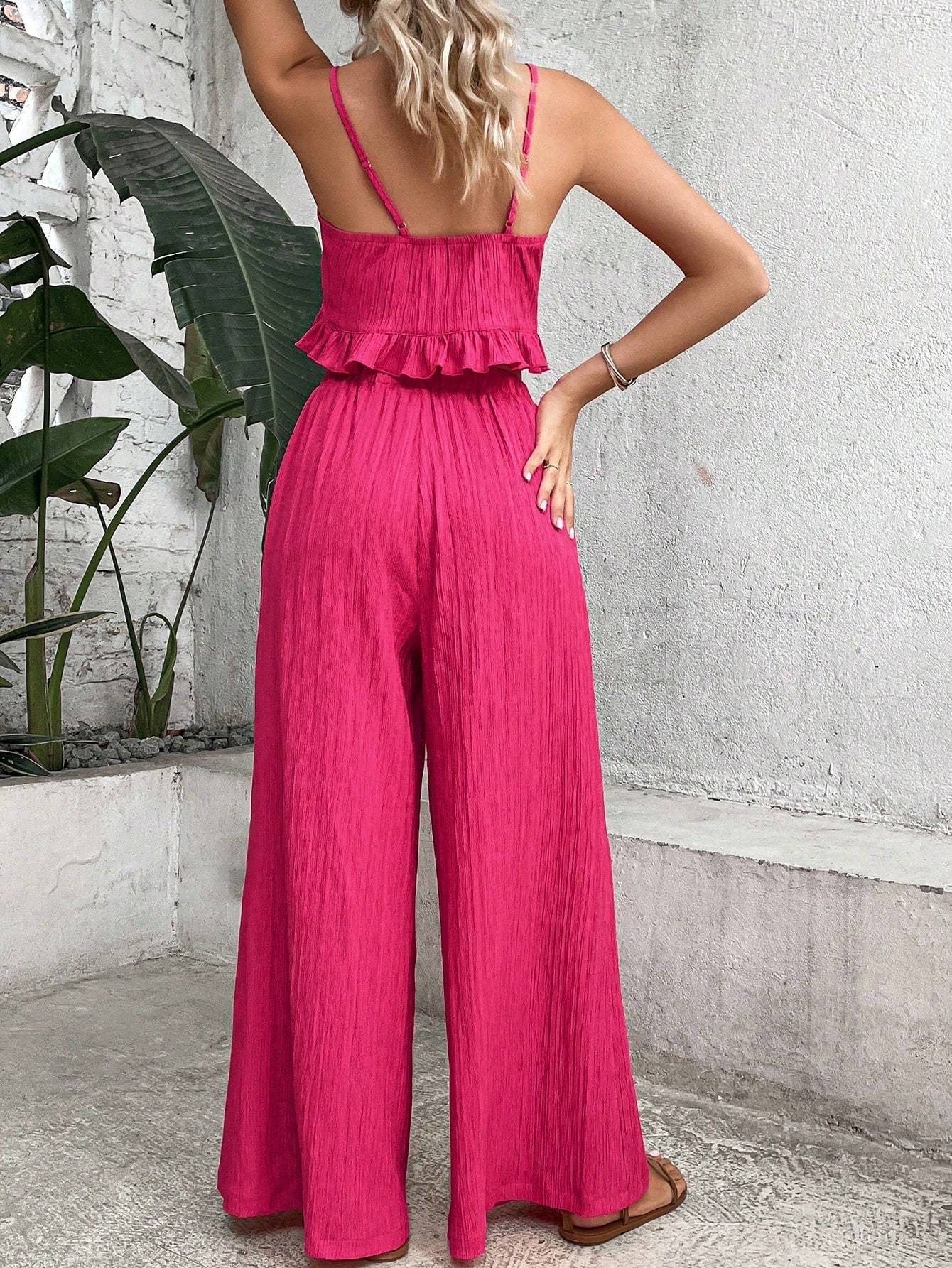 Beautiful Co-ord set - Knot Front Cami Top and Wide Leg Pants